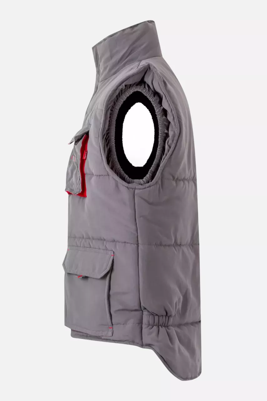 Velilla 205902-08-12, Padded Work Vest, Grey/Red, image 6, gallery thumbnail