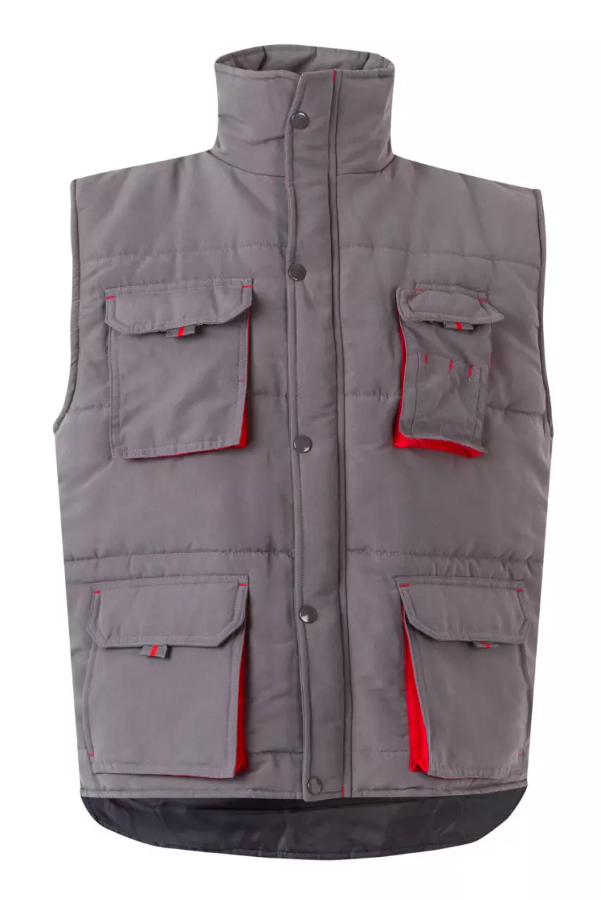 Velilla 205902-08-12, Padded Work Vest, Grey/Red
