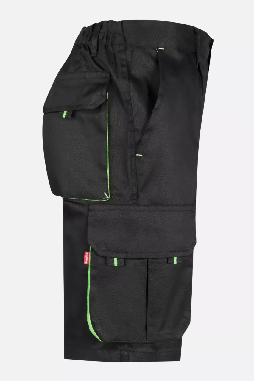 Velilla 103007-00-25, Work Shorts, Black/Lime Green, image 5, gallery thumbnail