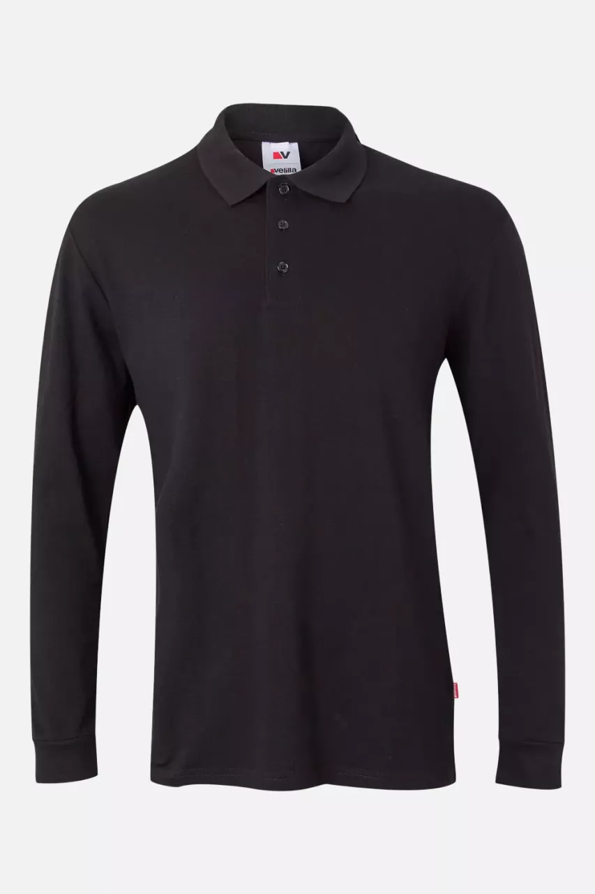 Velilla 105503-00, Long Sleeved Polo Shirt, Black, image 1, gallery thumbnail