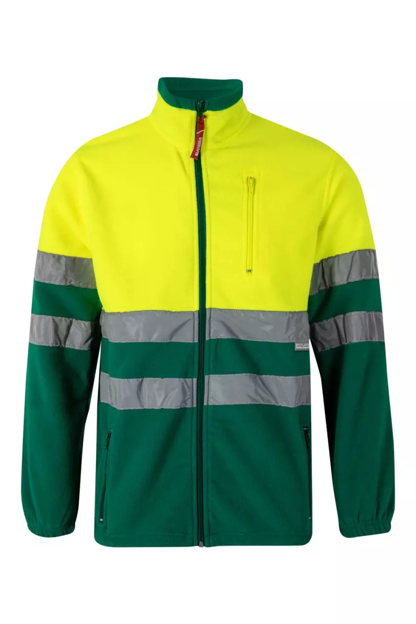 Velilla 0183-02-20-2, Warnschutz-Fleecejacke, Größe 4XL/5XL, Grün/Warngelb