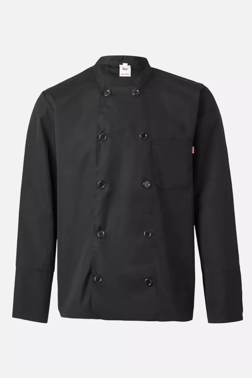 Velilla 434-00, Long Sleeved Chef Jacket, Black, image 1, gallery thumbnail