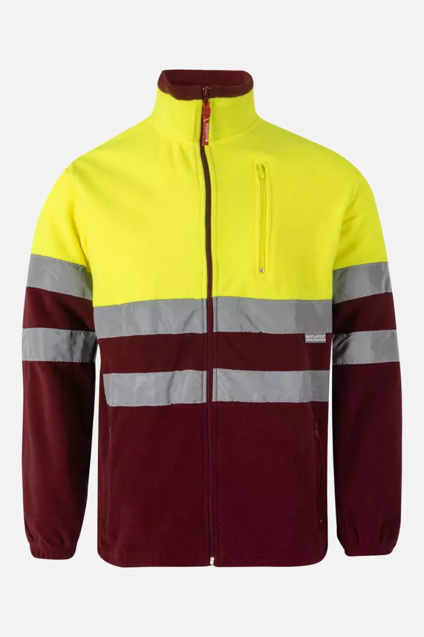 Velilla 183-18-20, High-Vis Fleece Jacket, Maroon/Hi-Vis Yellow, image 1, gallery thumbnail