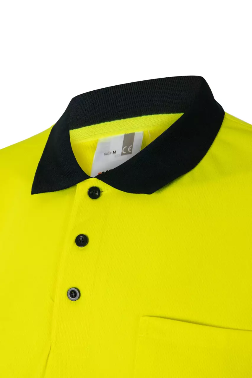 Velilla 305504-01-20, Warnschutz-Kurzarm-Poloshirt, Marineblau/Warngelb, image 4, gallery thumbnail