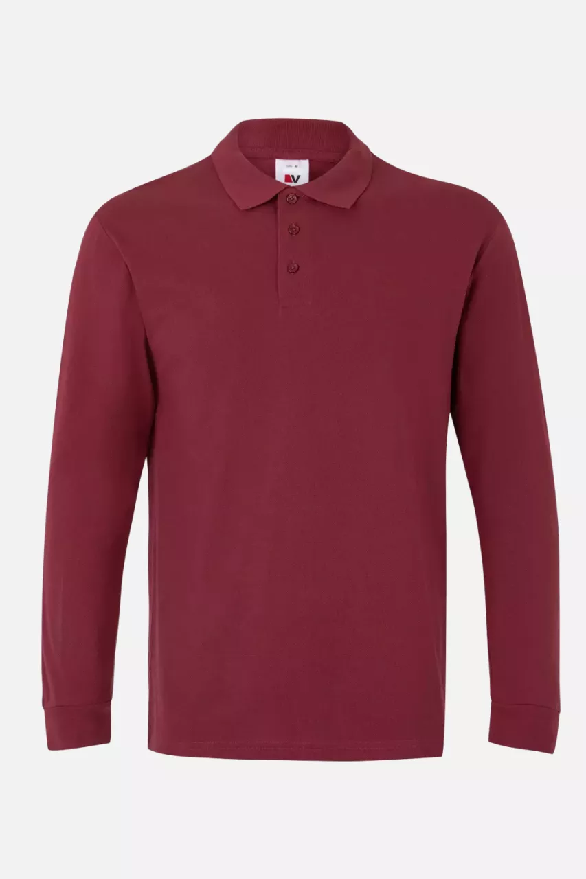 Velilla 105503-18, Long Sleeved Polo Shirt, Maroon, image 1, gallery thumbnail