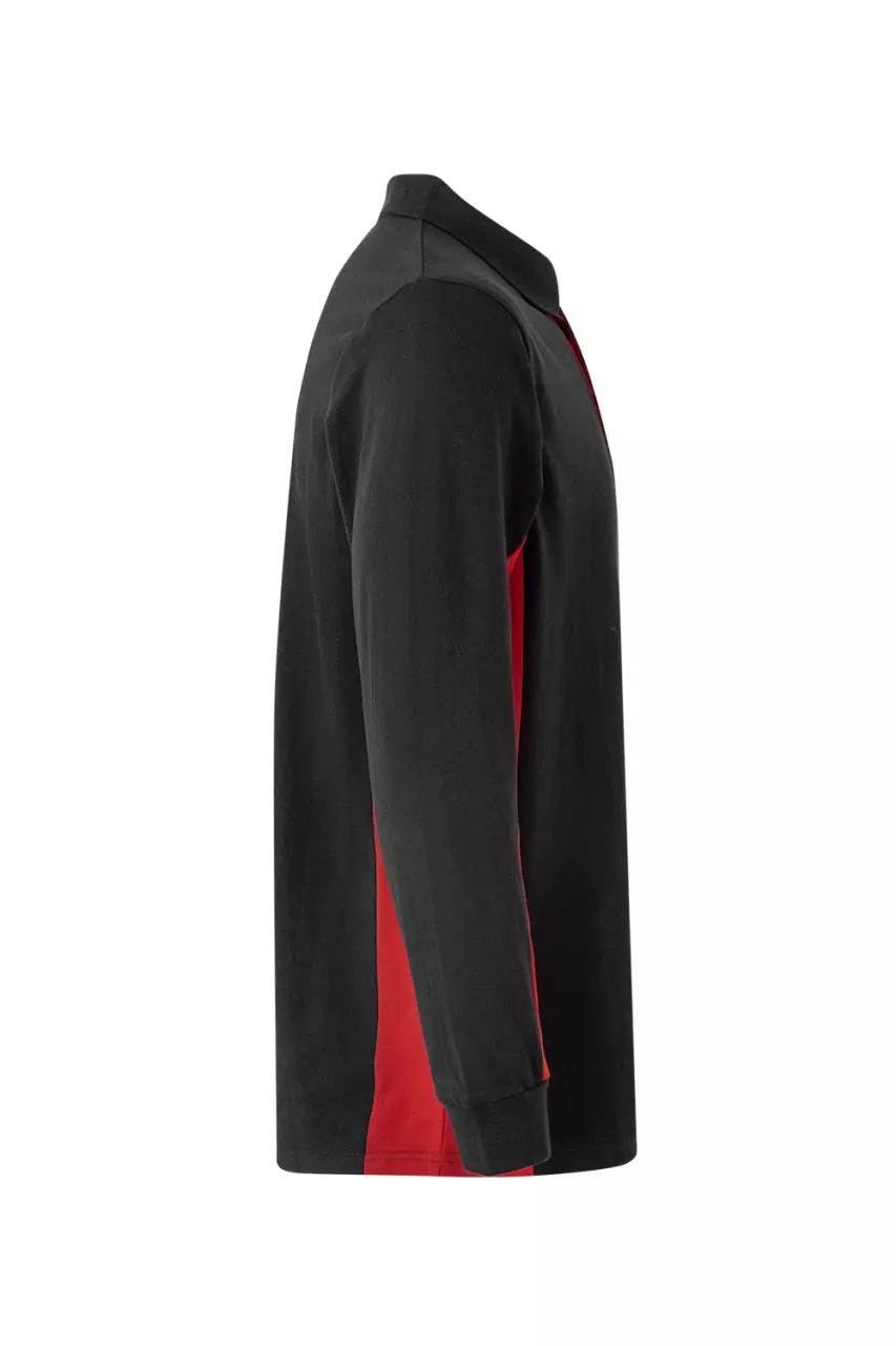 Velilla 105514-00-12, Long Sleeved Polo Shirt, Black/Red, image 3, gallery thumbnail