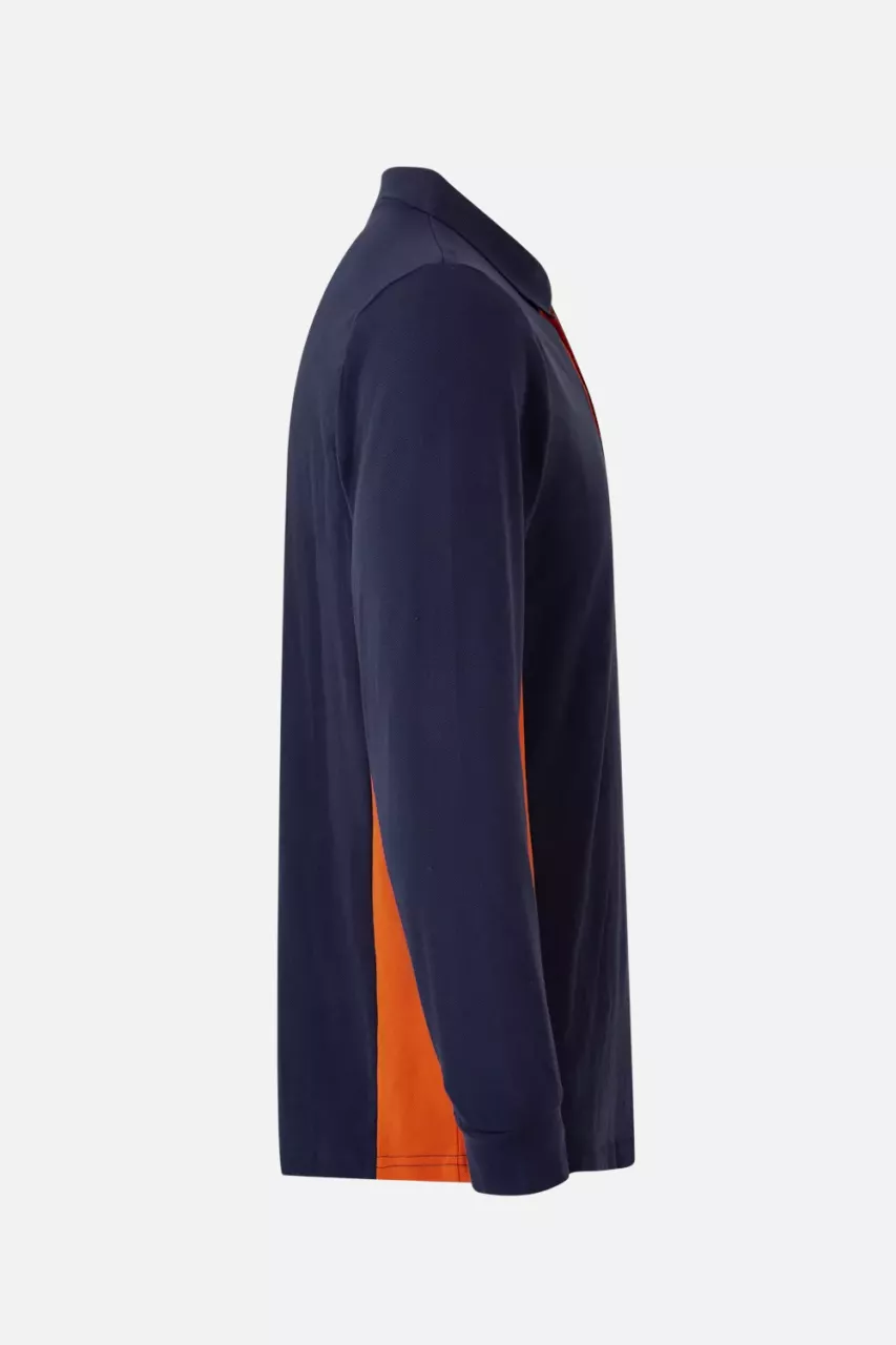 Velilla 105514-61-16, Long Sleeved Polo Shirt, Navy Blue/Orange, image 3, gallery thumbnail