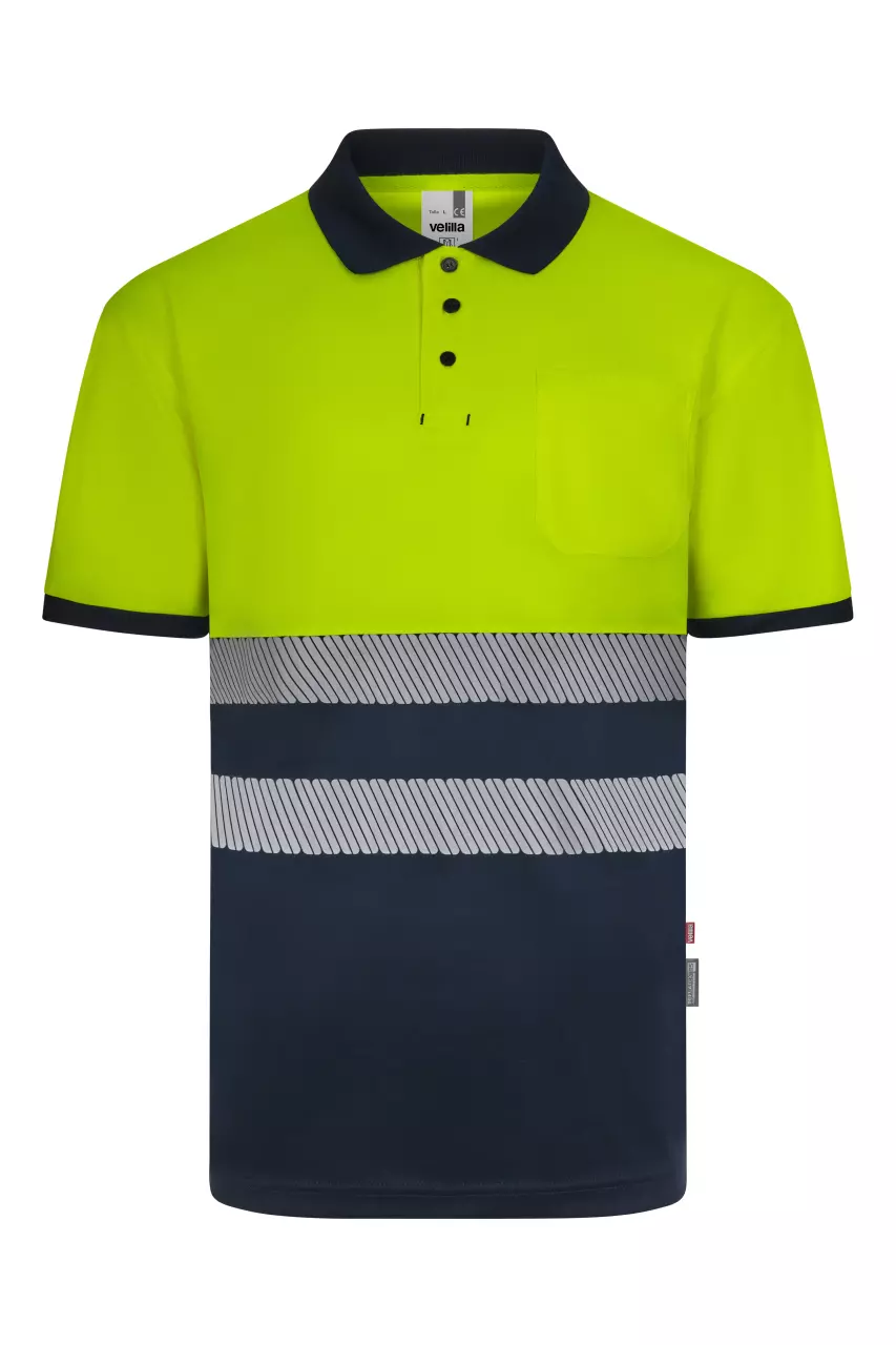 Velilla 305533-61-20-1, High-Vis Polo Shirt, Navy Blue/Hi-Vis Yellow, image 1, gallery thumbnail