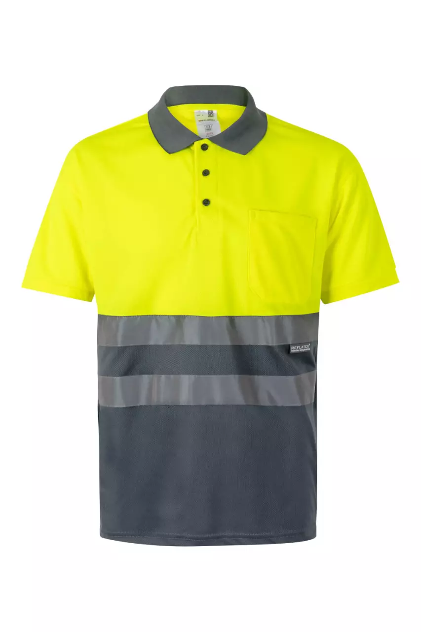 Velilla 0173-08-20, High-Vis Polo Shirt, Grey/Hi-Vis Yellow