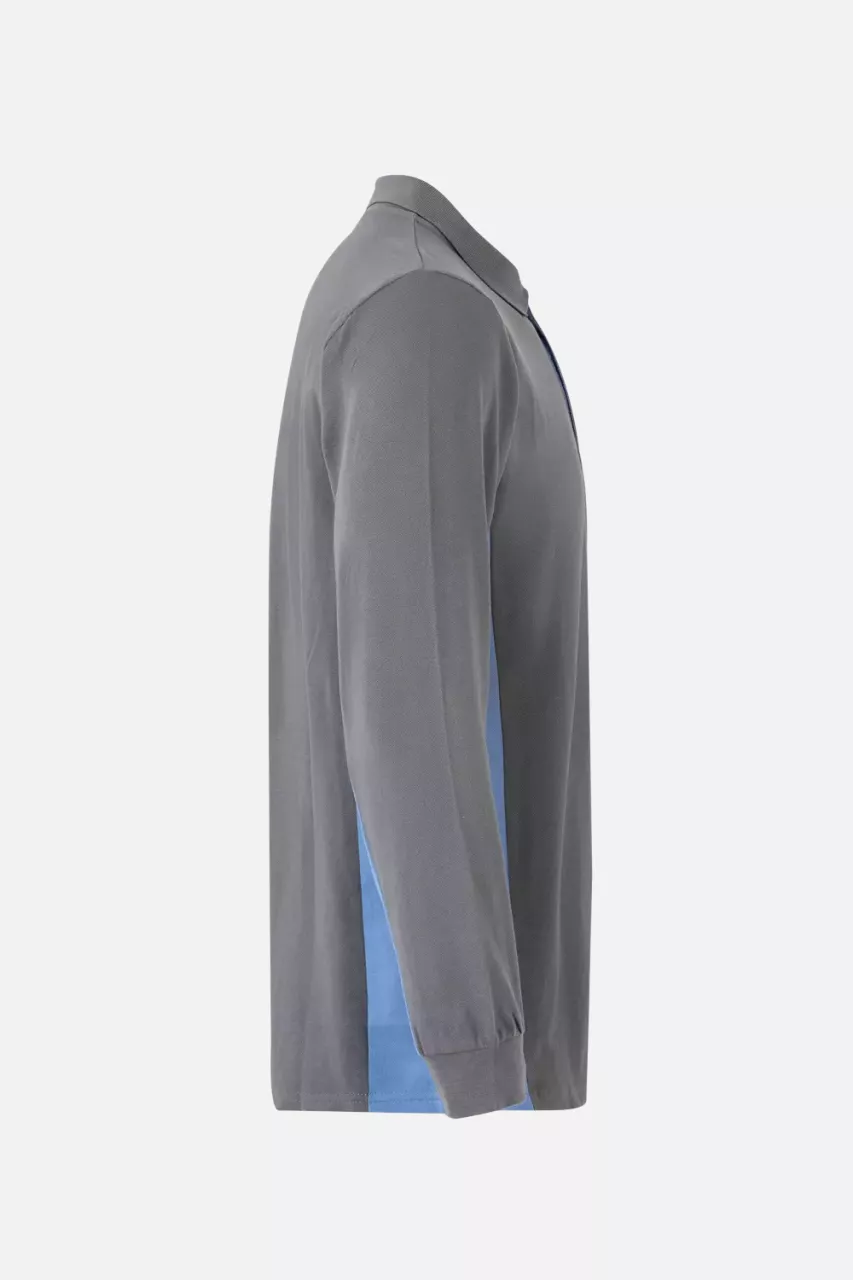 Velilla 105514-08-05, Long Sleeved Polo Shirt, Grey/Sky Blue, image 3, gallery thumbnail