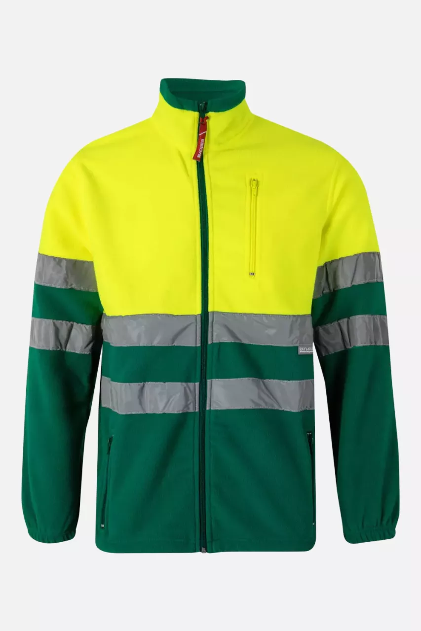 Velilla 0183-02-20, Warnschutz-Fleecejacke, Grün/Warngelb, image 1, gallery thumbnail