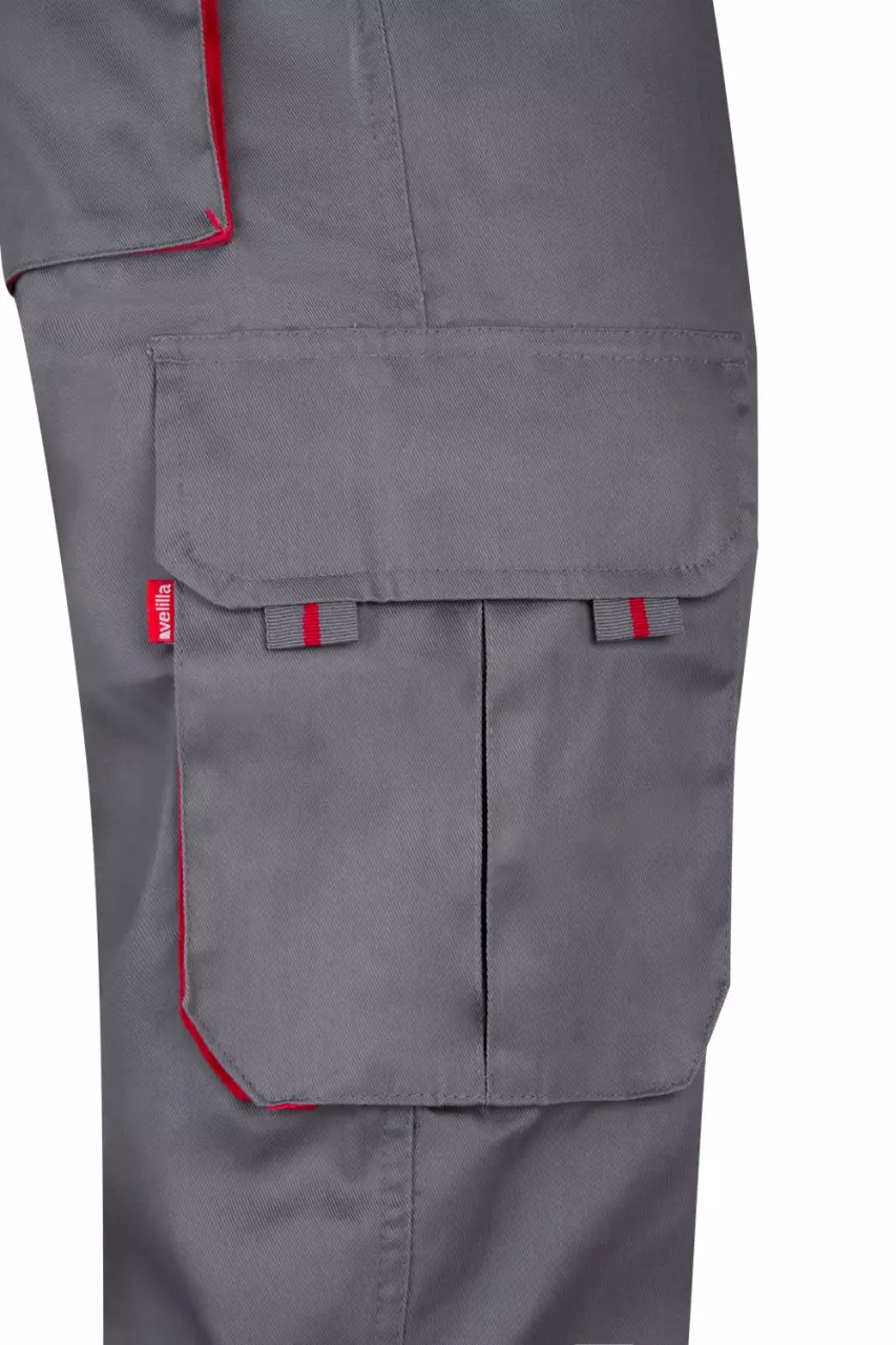 Velilla 103004-08-12, Work Trousers, Grey/Red, image 7, gallery thumbnail