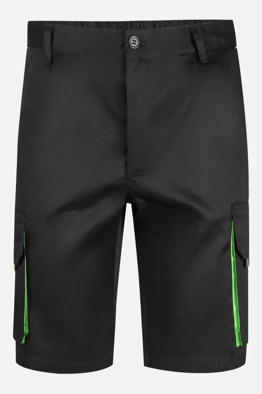 Velilla 103007-00-25, Work Shorts, Black/Lime Green, image 1, gallery thumbnail