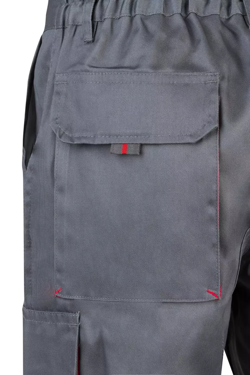 Velilla 103007-08-12, Work Shorts, Grey/Red, image 2, gallery thumbnail