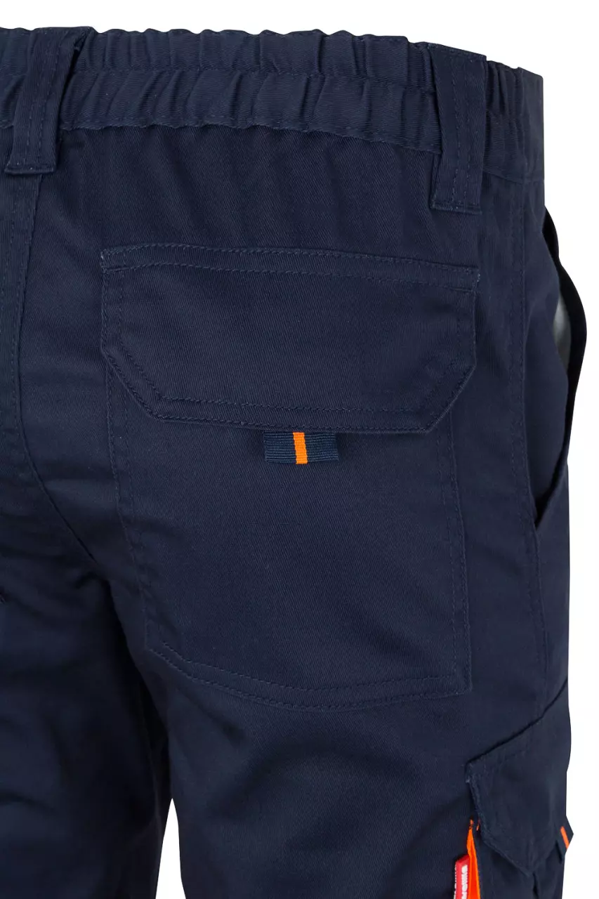 Velilla 303002S-61-19, High-Vis Work Trousers, Navy Blue/Hi-Vis Orange, image 3, gallery thumbnail