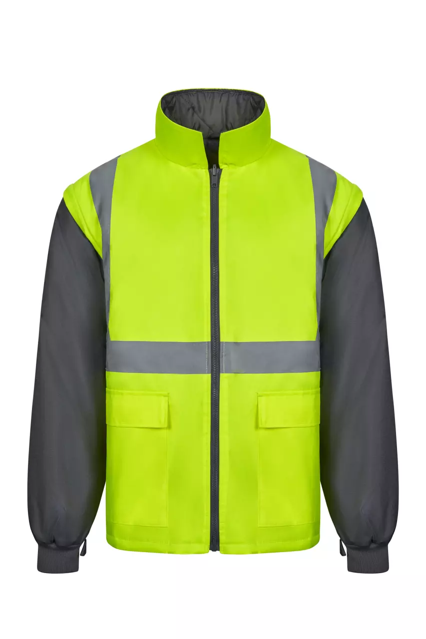 Velilla 306003-08-20-1, High-Vis Jacket, Grey/Hi-Vis Yellow, image 3, gallery thumbnail