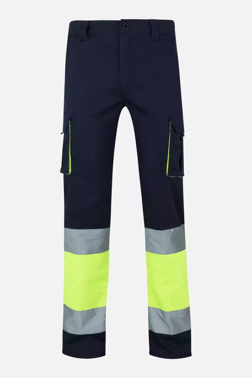 Velilla 303002S-61-20, High-Vis Work Trousers, Navy Blue/Hi-Vis Yellow, image 1, gallery thumbnail