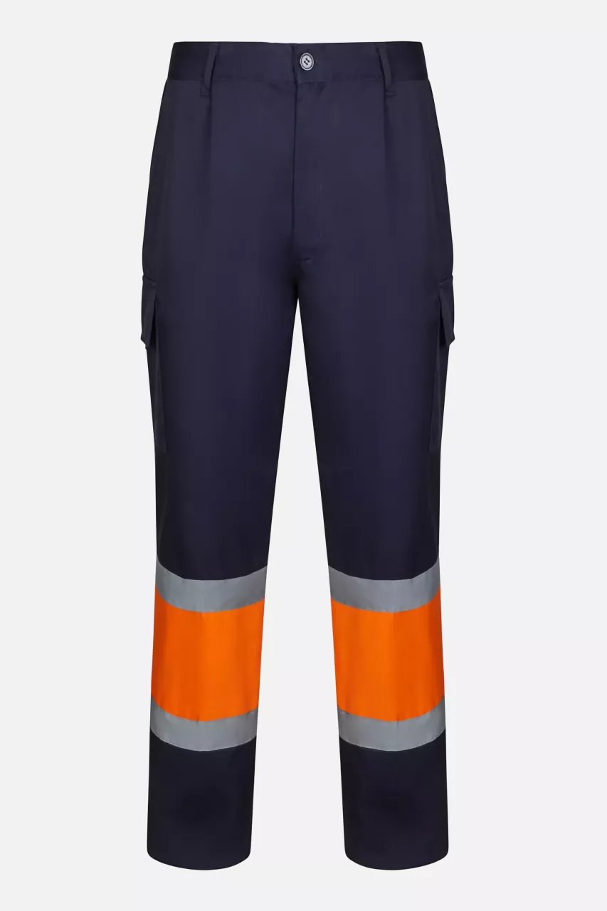 Velilla 303003-01-19, High-Vis Work Trousers, Marine Blue/Hi-Vis Orange, image 1, gallery thumbnail