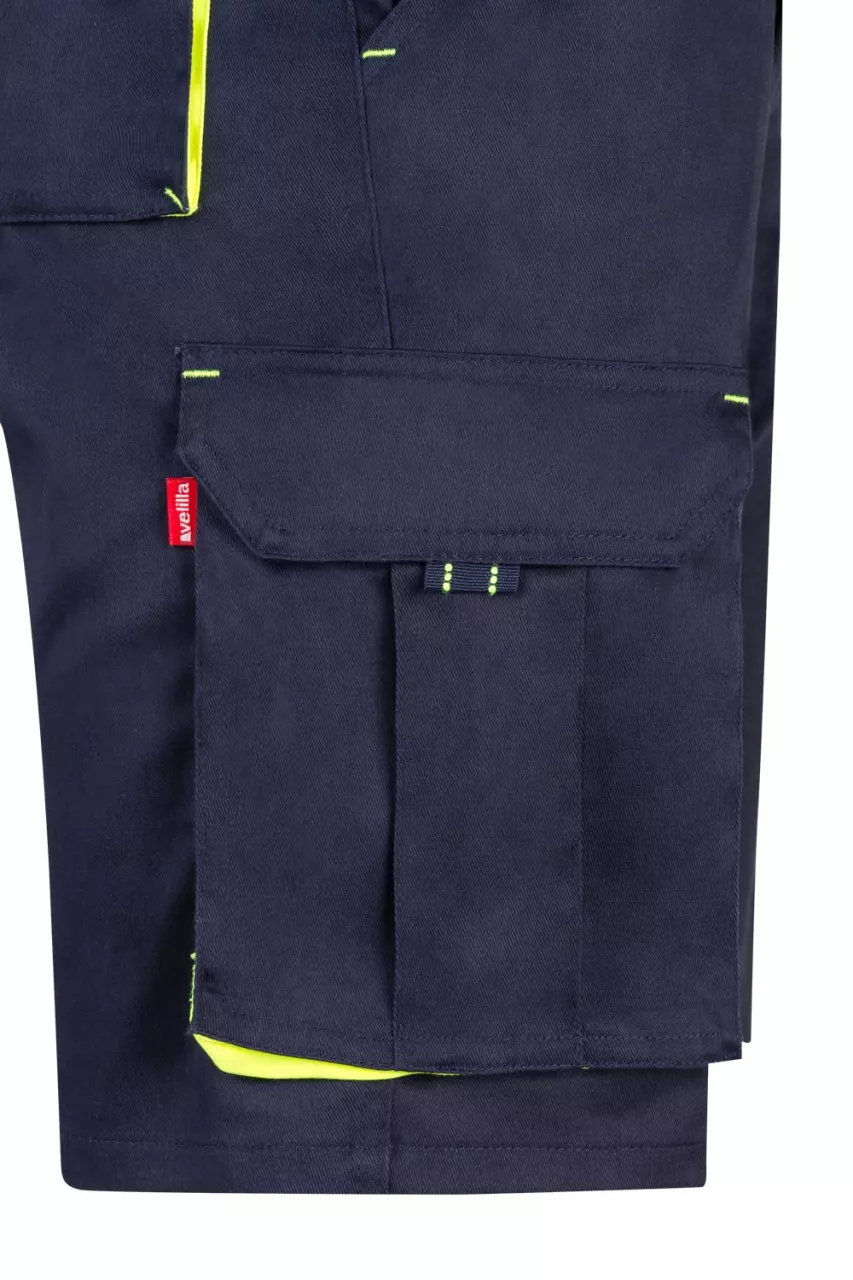 Velilla 103010S-01-20, Work Shorts, Marine Blue/Hi-Vis Yellow, image 5, gallery thumbnail