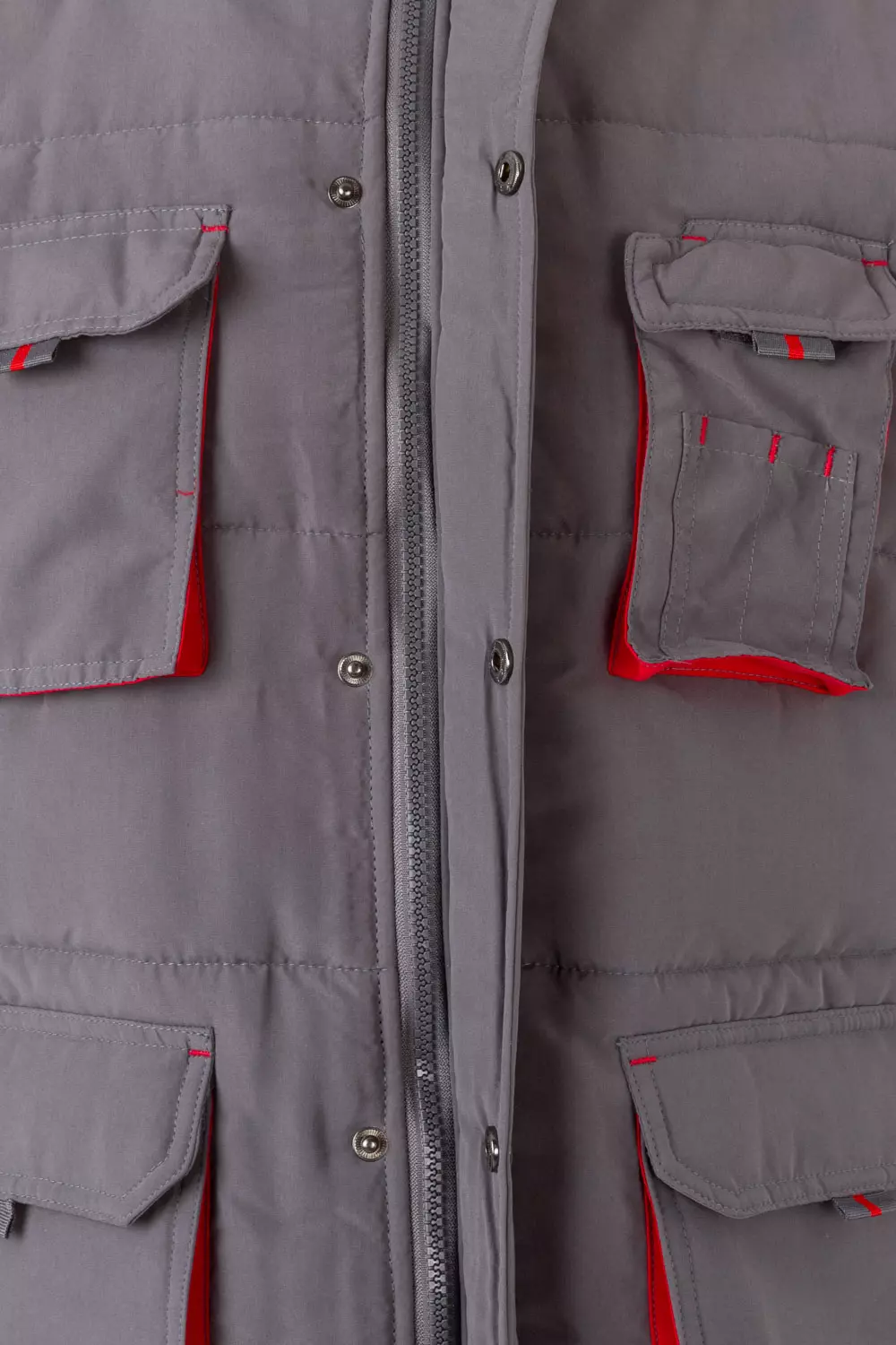 Velilla 205902-08-12, Padded Work Vest, Grey/Red, image 4