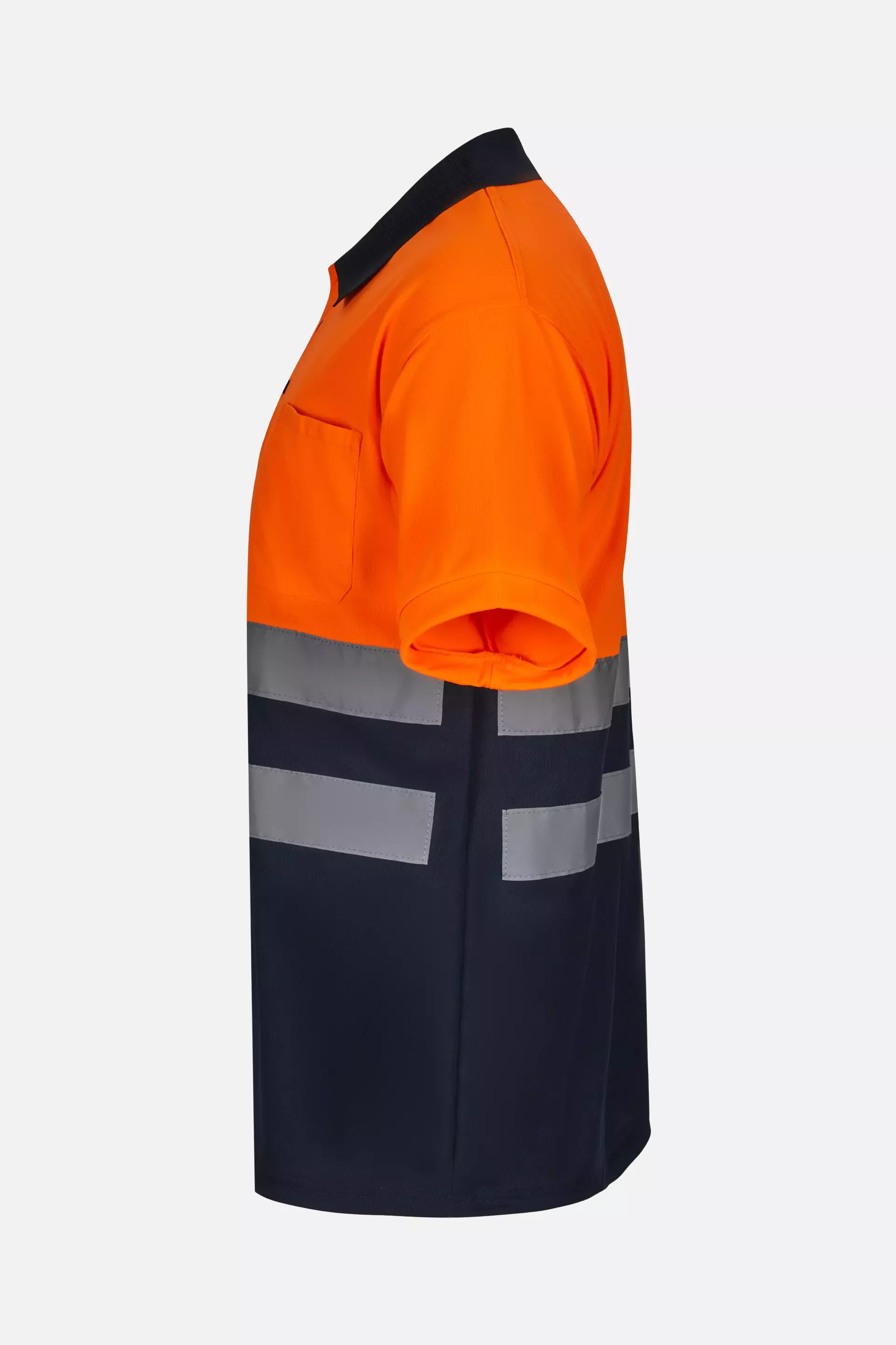 Velilla 305504-01-19, High-Vis Short Sleeve Polo Shirt, Marine Blue/Hi-Vis Orange, image 2