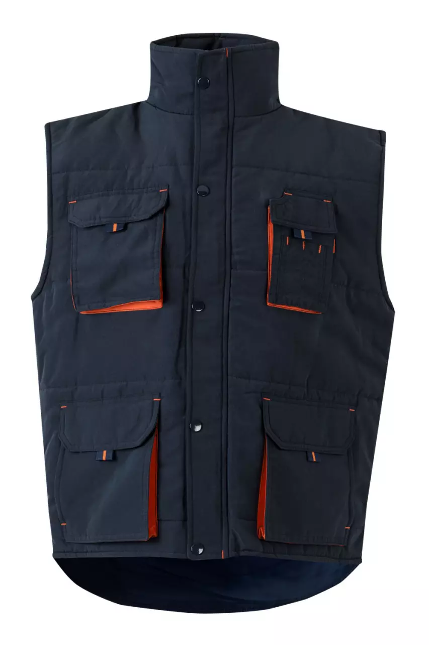Velilla 205902-61-16, Padded Work Vest, Navy Blue/Orange, image 1, gallery thumbnail