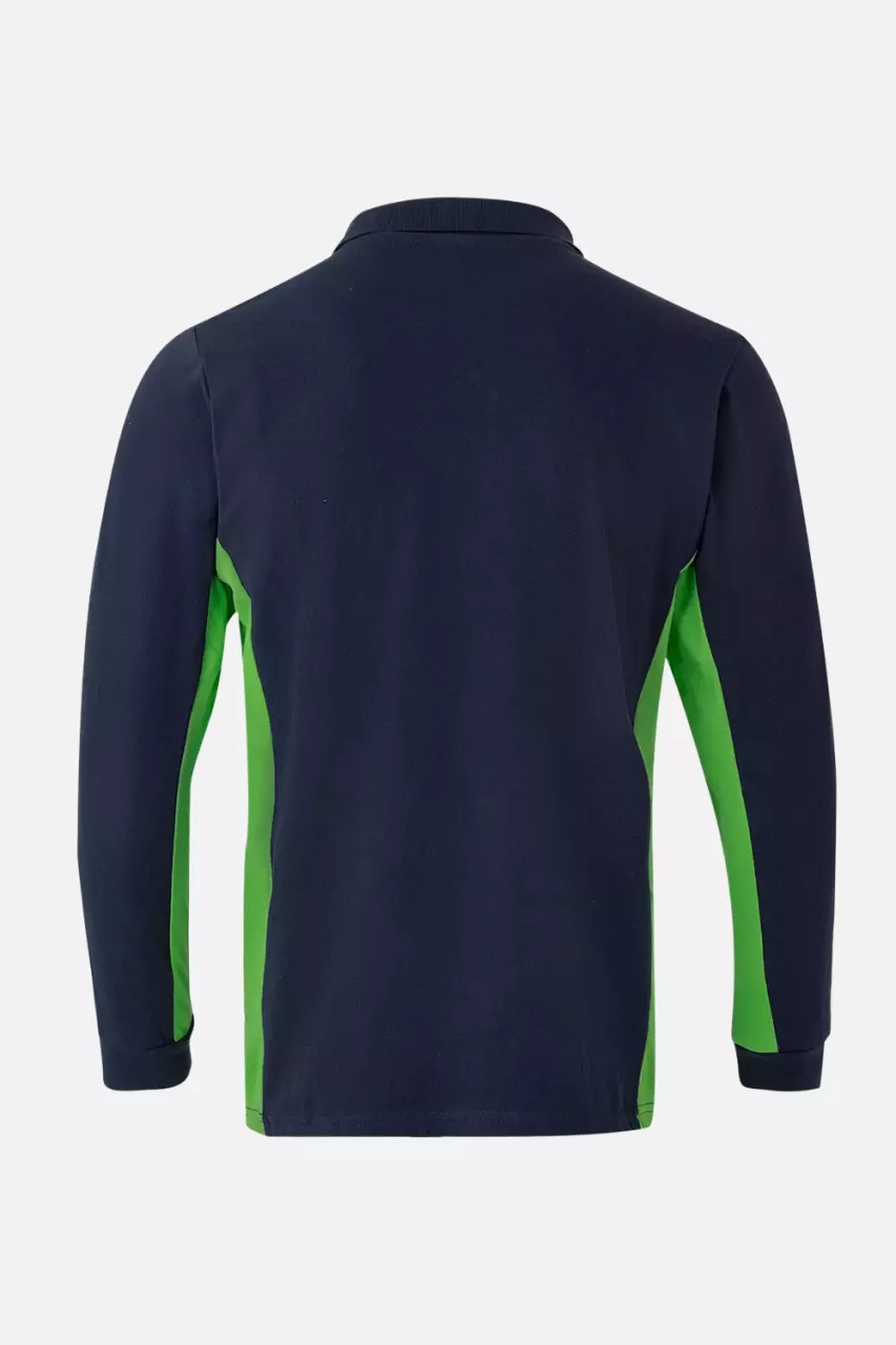 Velilla 105514-61-25, Long Sleeved Polo Shirt, Navy Blue/Lime Green, image 2, gallery thumbnail