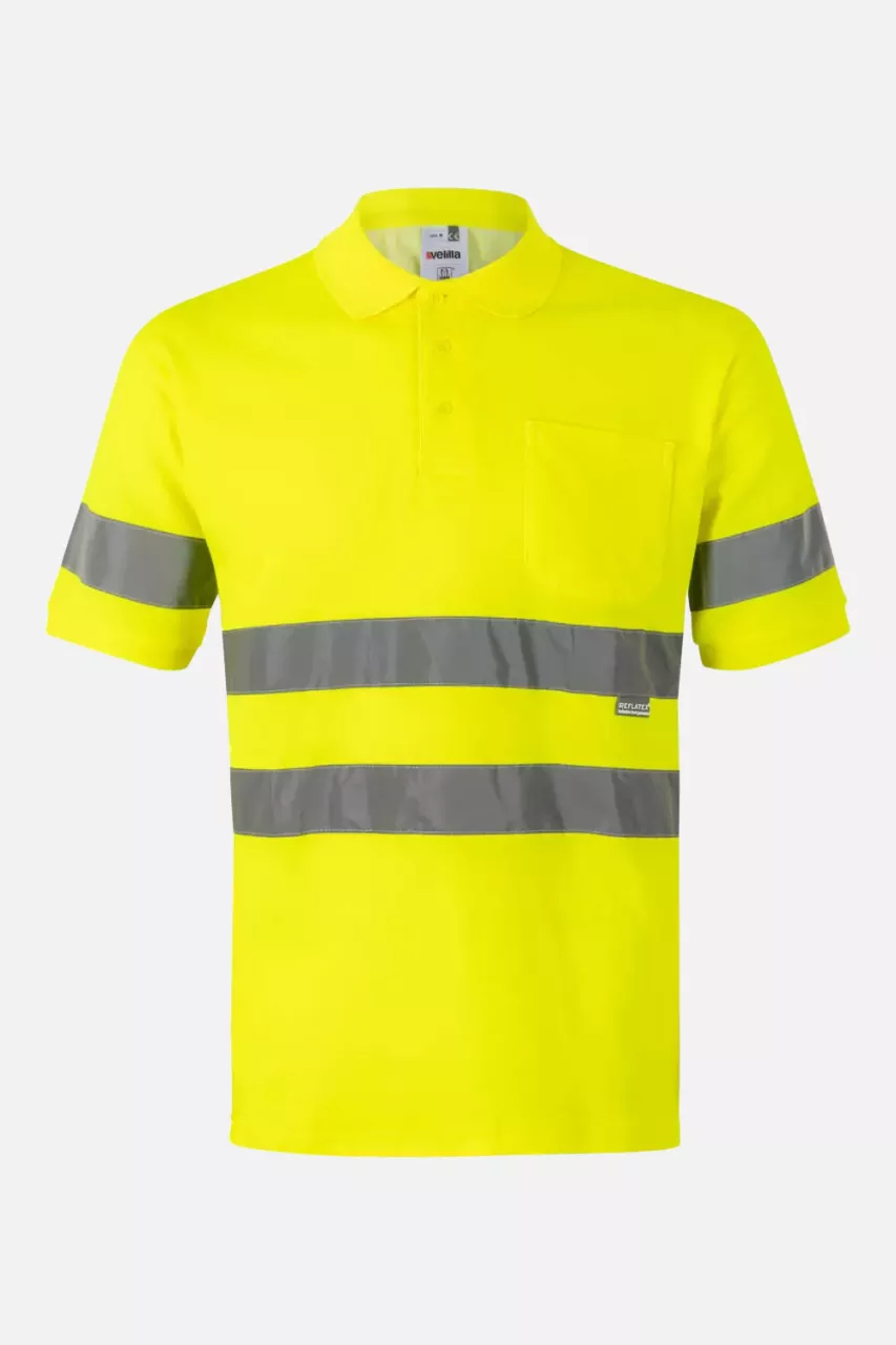 Velilla 305512-20-2, High-Vis Short Sleeve Polo Shirt, Size 4XL/5XL, Hi-Vis Yellow, image 1, gallery thumbnail