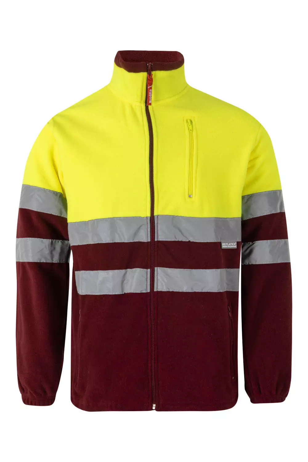 Velilla 183-18-20, High-Vis Fleece Jacket, Maroon/Hi-Vis Yellow