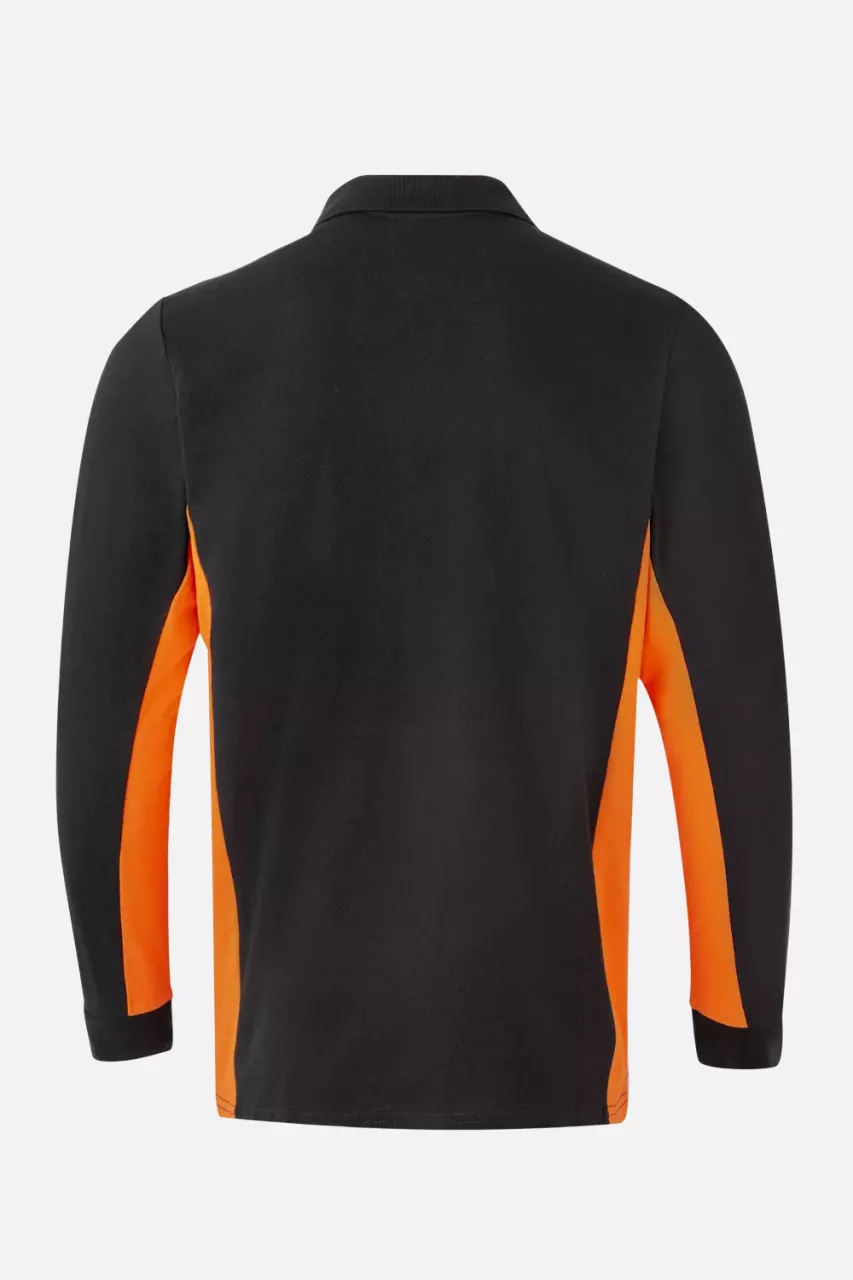Velilla 105514-00-16, Long Sleeved Polo Shirt, Black/Orange, image 3, gallery thumbnail