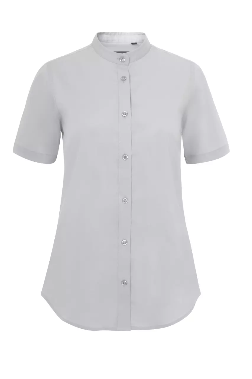 Velilla 405014S-58, Short-Sleeved Mandarin Collar Work Shirt, Ice Grey, image 1, gallery thumbnail