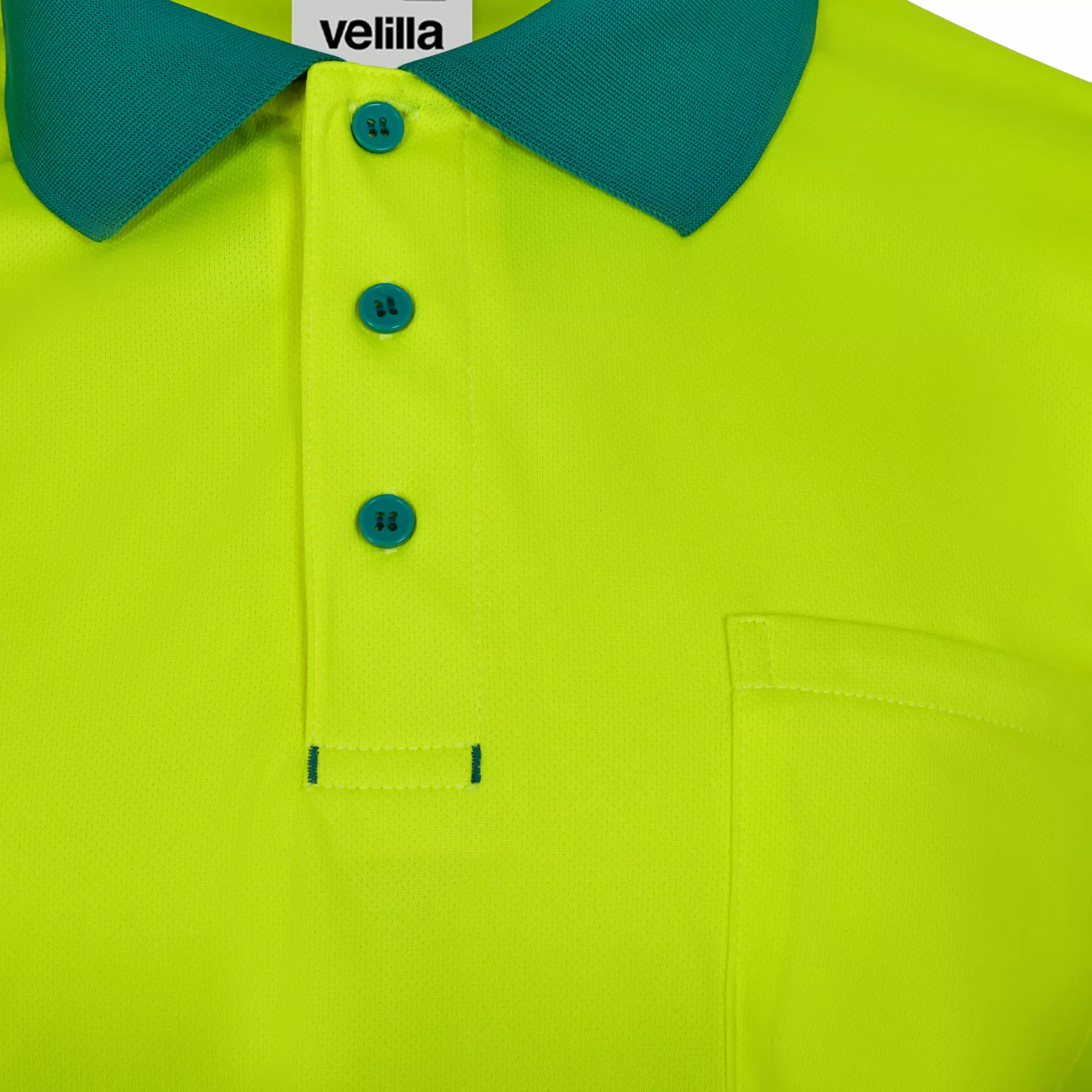 Velilla 305535-02-20, High-Vis Long Sleeved Polo Shirt, Green/Hi-Vis Yellow, image 4