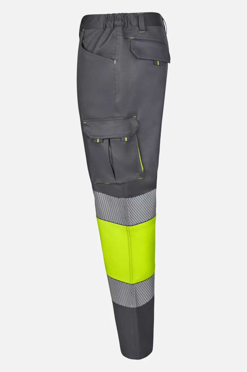 Velilla 303008S-08-20, High-Vis Work Trousers, Grey/Hi-Vis Yellow, image 2, gallery thumbnail