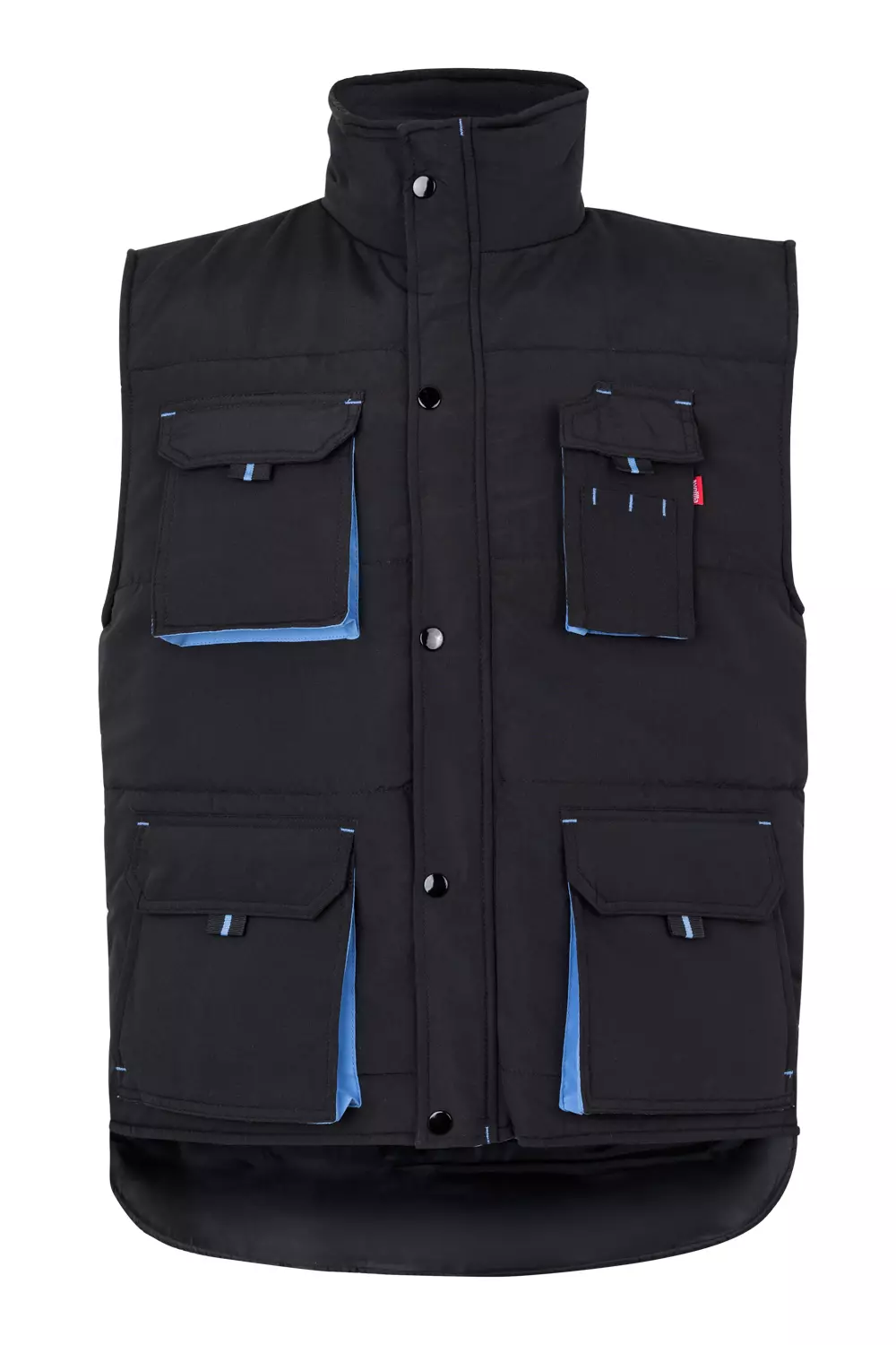 Velilla 205902-00-05, Padded Work Vest, Black/Sky Blue