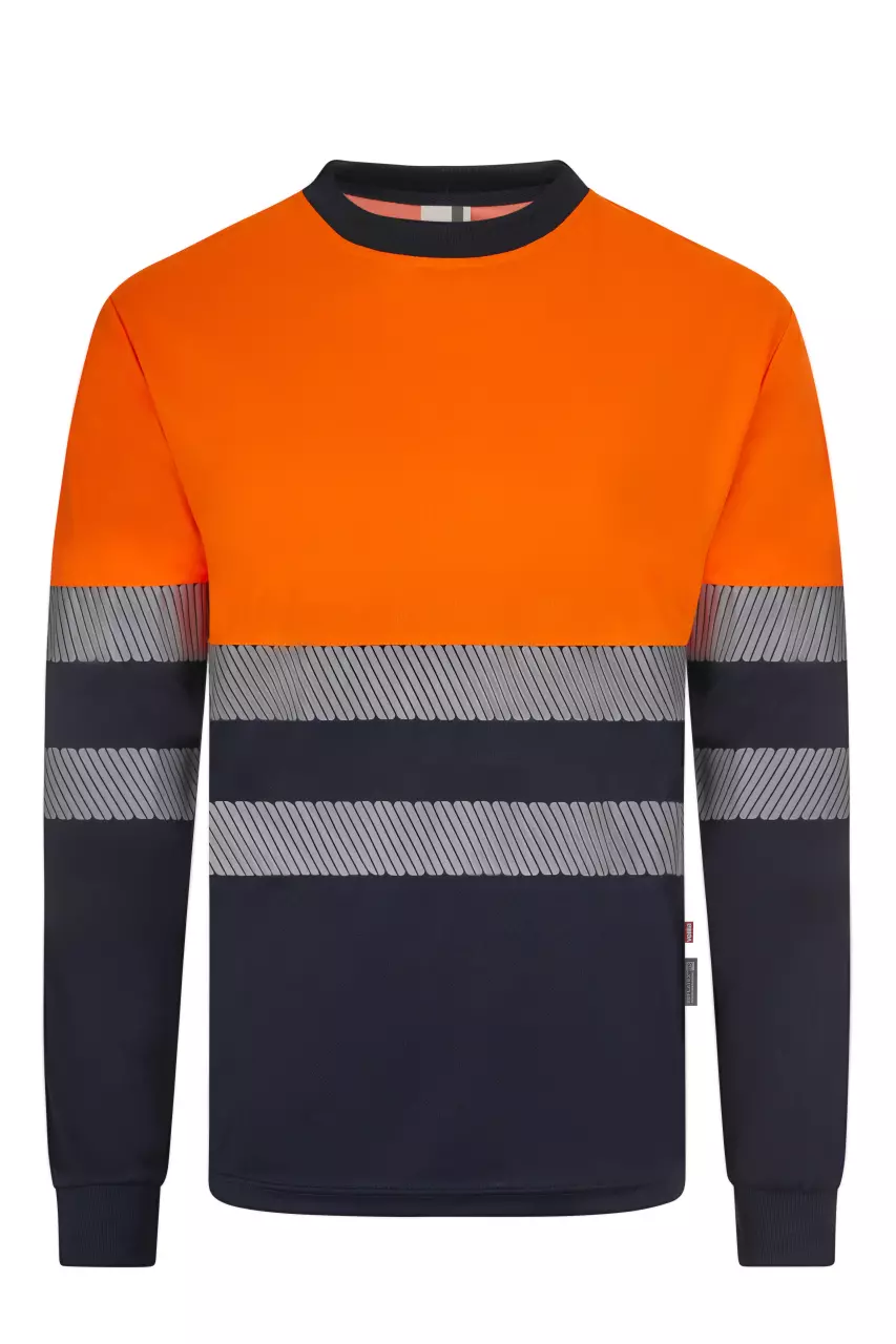 Velilla 305635-61-19, Warnschutz-Langarm-T-Shirt, Marineblau/Warnorange, image 1, gallery thumbnail