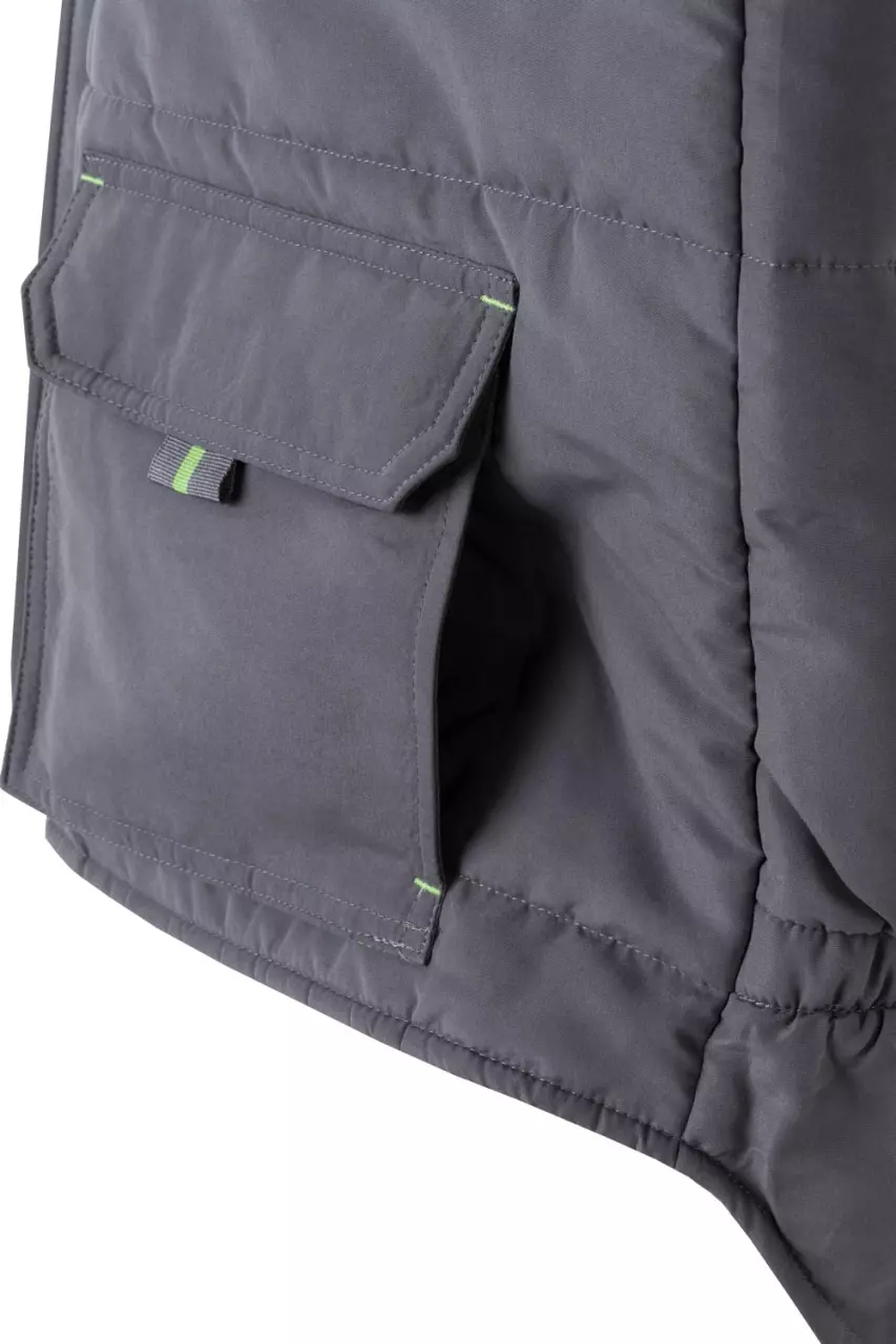Velilla 205902-08-25, Padded Work Vest, Grey/Lime Green, image 4, gallery thumbnail