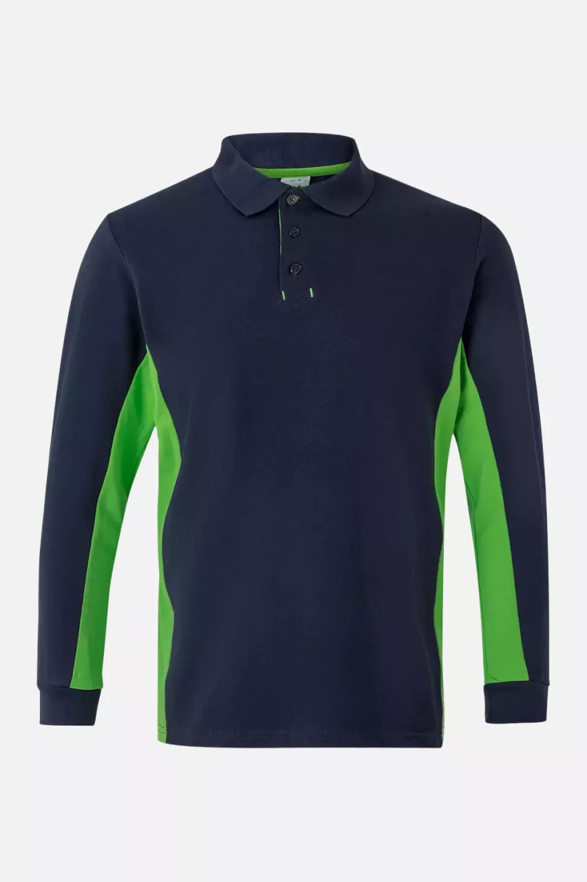 Velilla 105514-61-25, Long Sleeved Polo Shirt, Navy Blue/Lime Green, image 1, gallery thumbnail