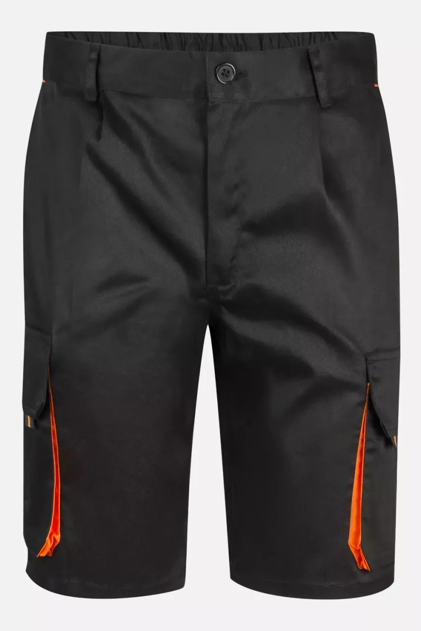 Velilla 103007-00-16, Work Shorts, Black/Orange, image 1, gallery thumbnail