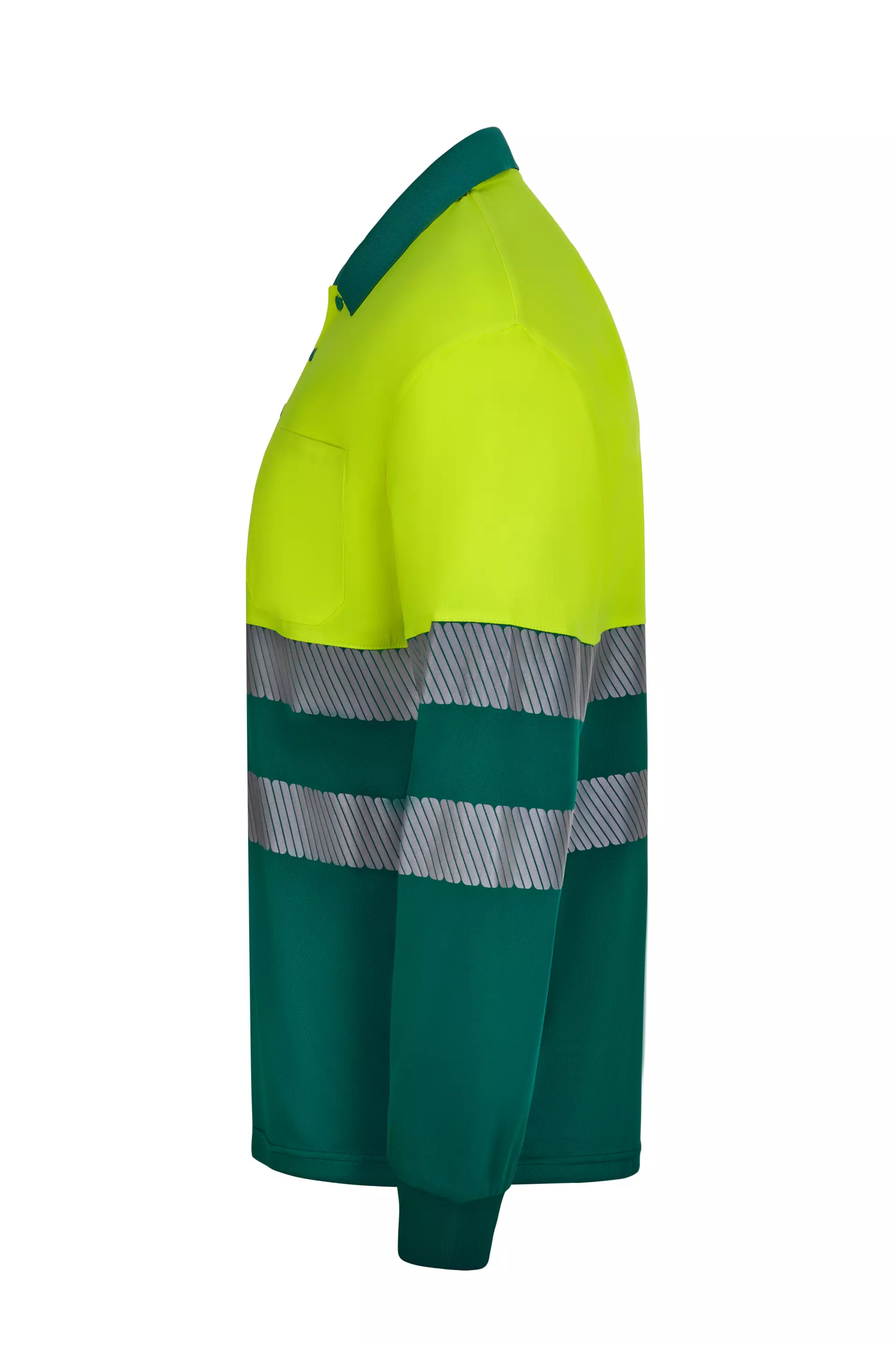 Velilla 305535-02-20-2, High-Vis Long Sleeved Polo Shirt, Size 4XL/5XL, Green/Hi-Vis Yellow, image 2