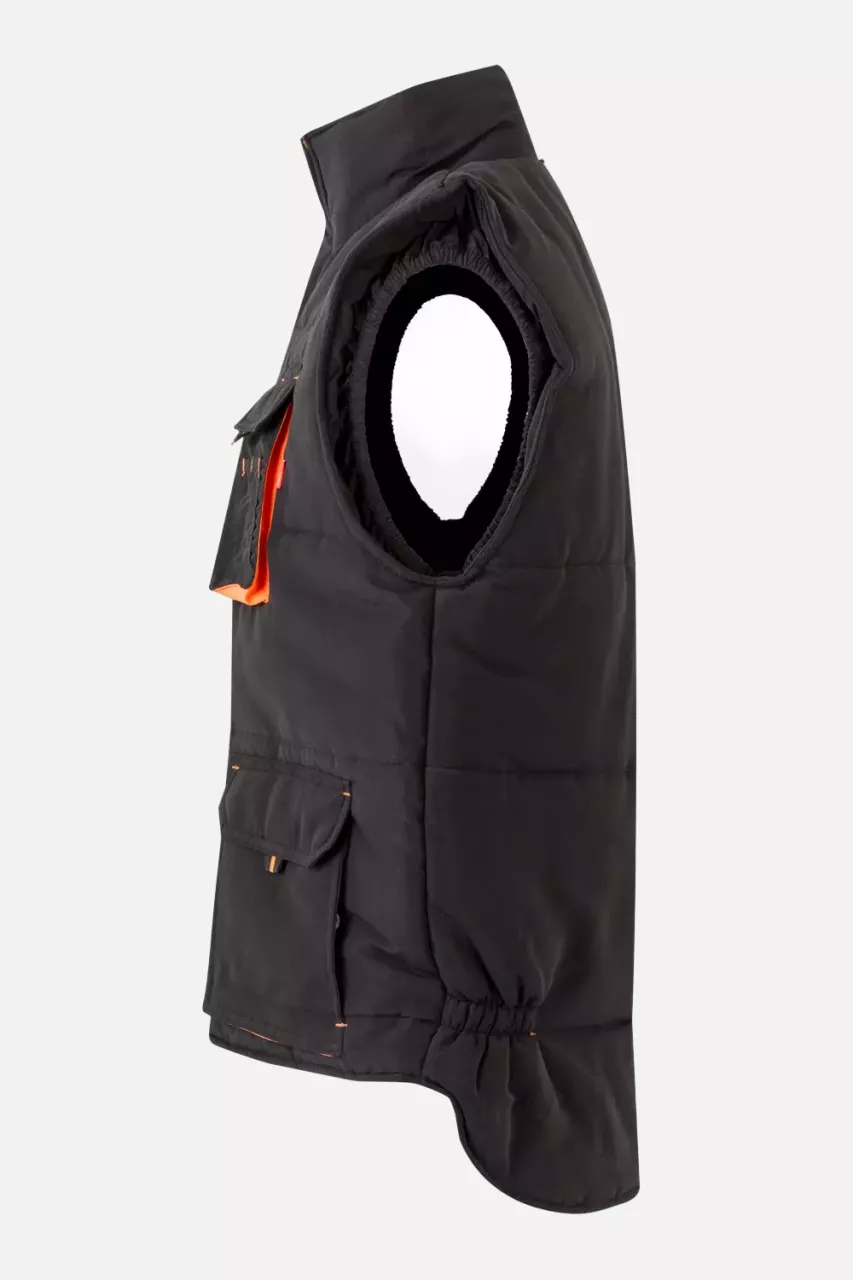 Velilla 205902-00-16, Padded Work Vest, Black/Orange, image 6, gallery thumbnail