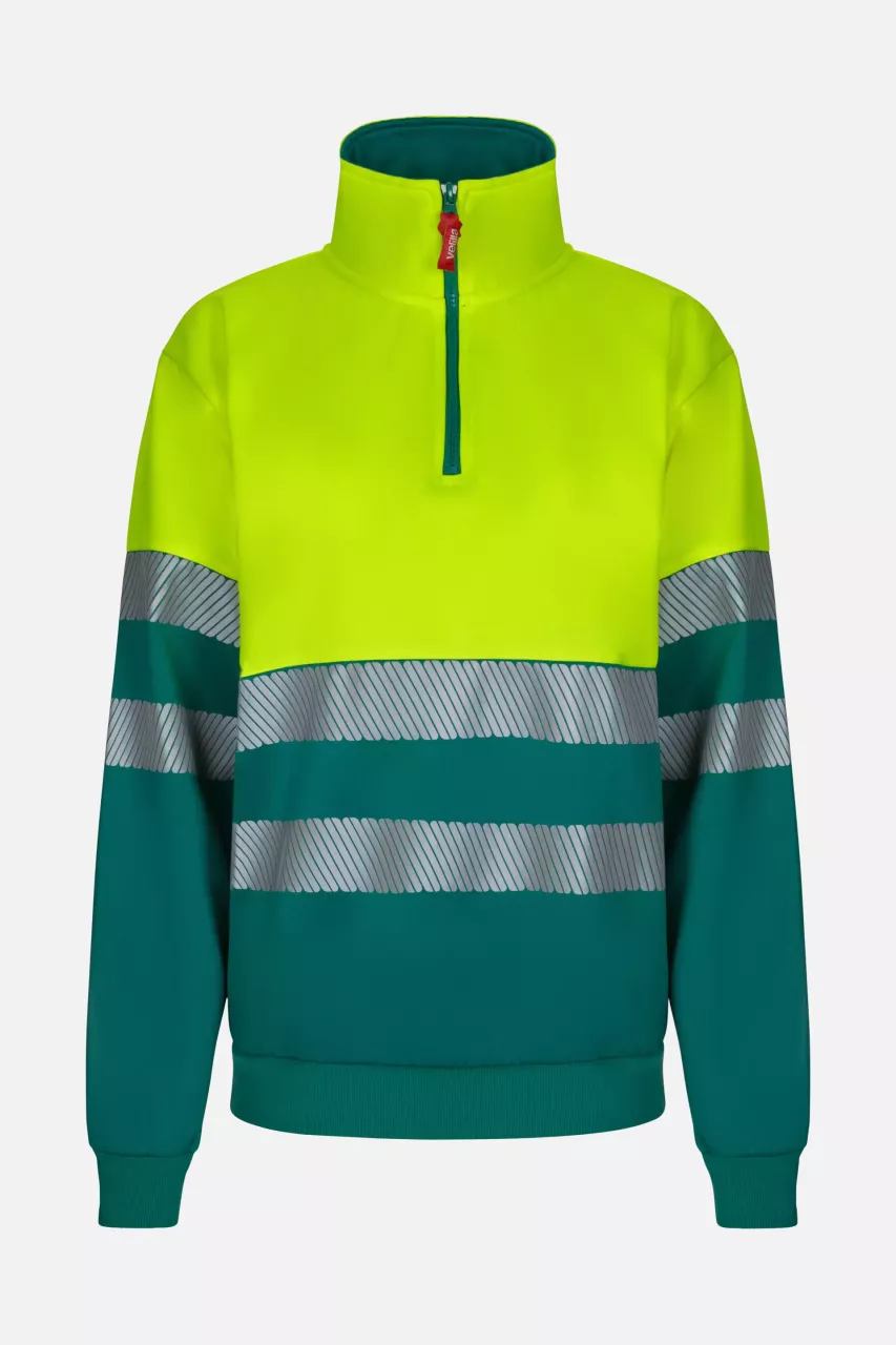 Velilla 305703-02-20, High-Vis Sweatshirt, Green/Hi-Vis Yellow, image 1, gallery thumbnail