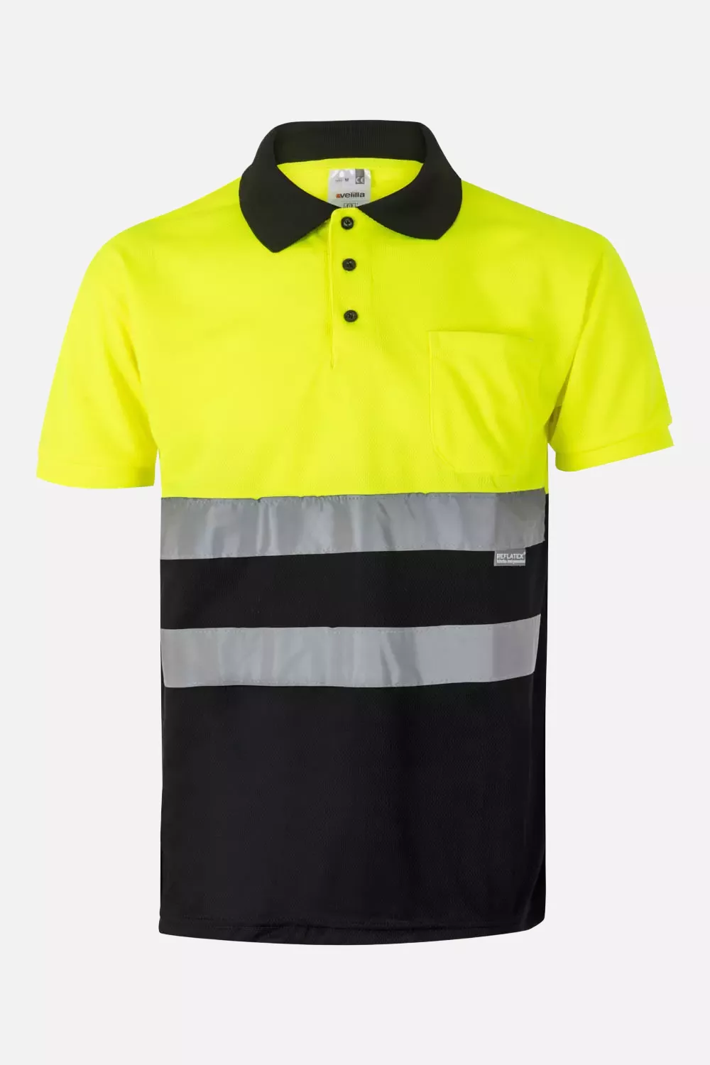 Velilla 173-00-20, High-Vis Polo Shirt, Black/Hi-Vis Yellow, image 1