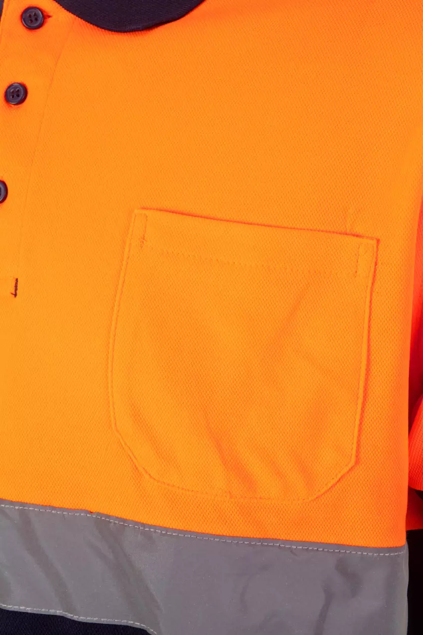 Velilla 305513-61-19-1, Warnschutz-Kurzarm-Poloshirt, Marineblau/Warnorange, image 5, gallery thumbnail