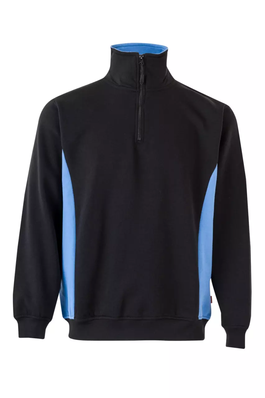 Velilla 105704-00-05, Work Sweatshirt, Black/Sky Blue, image 1, gallery thumbnail