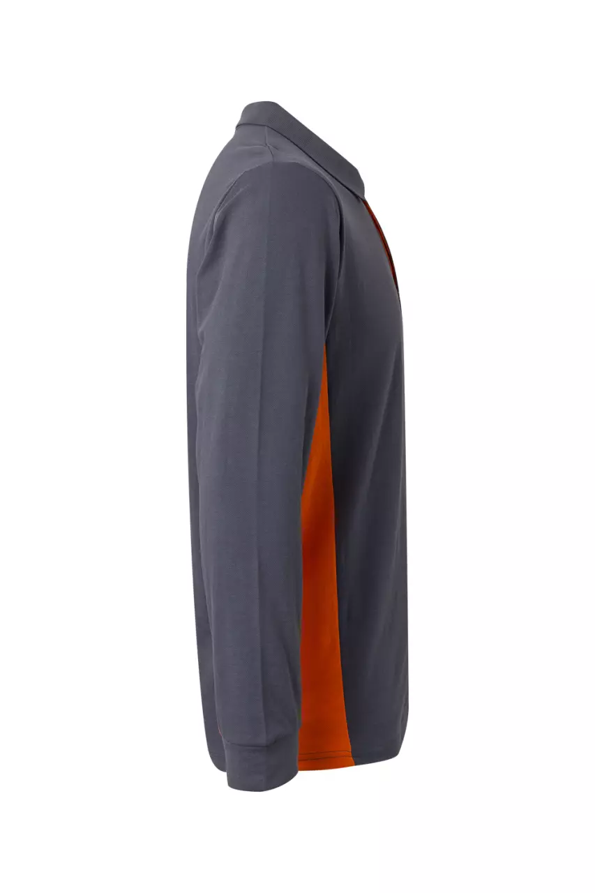 Velilla 105514-08-16, Long Sleeved Polo Shirt, Grey/Orange, image 2, gallery thumbnail
