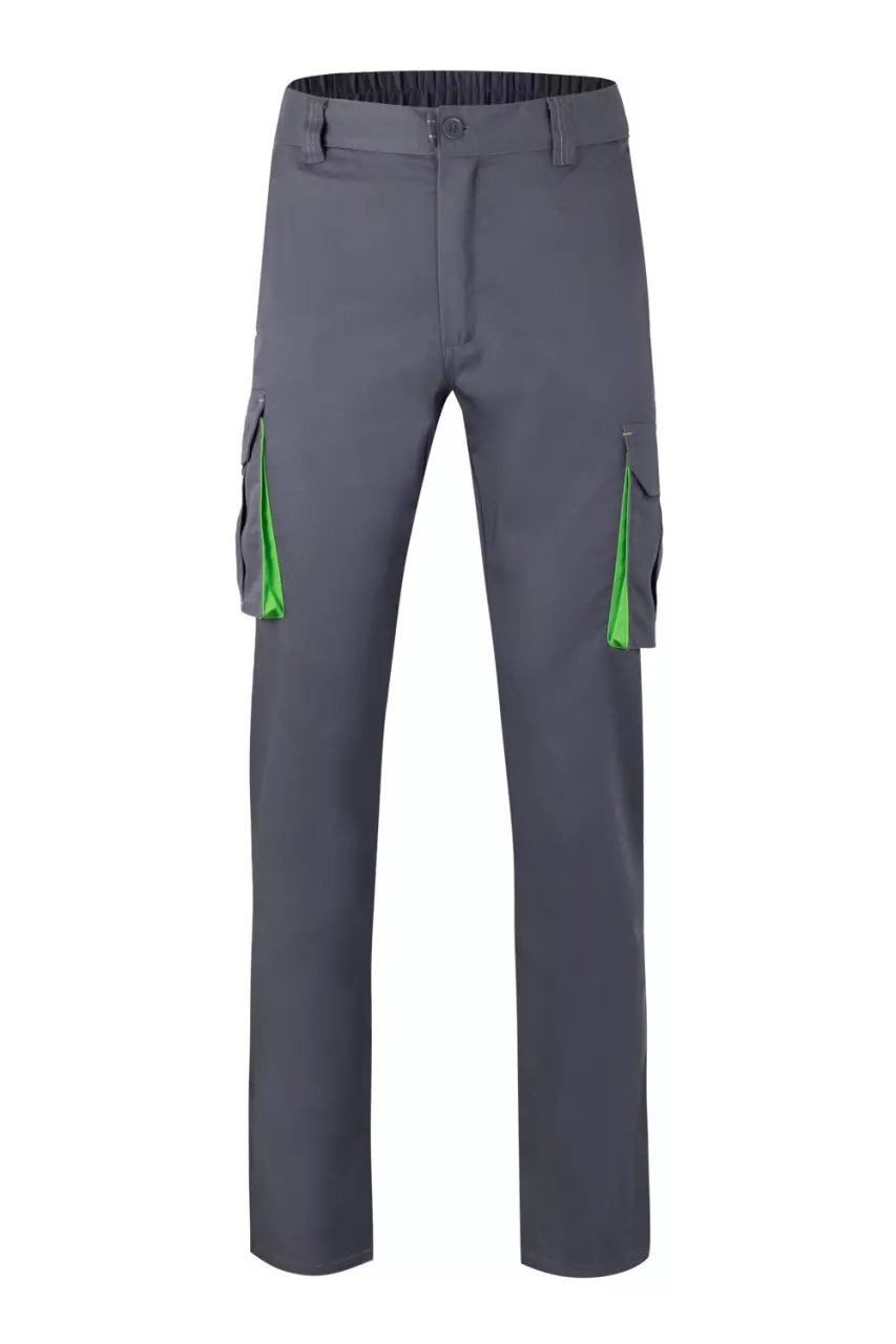 Velilla 103024S-08-25, Work Trousers, Grey/Lime Green, image 1, gallery thumbnail