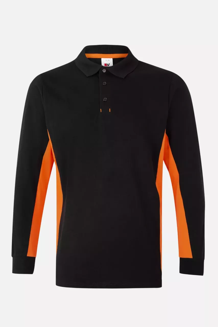 Velilla 105514-00-16, Long Sleeved Polo Shirt, Black/Orange, image 1, gallery thumbnail