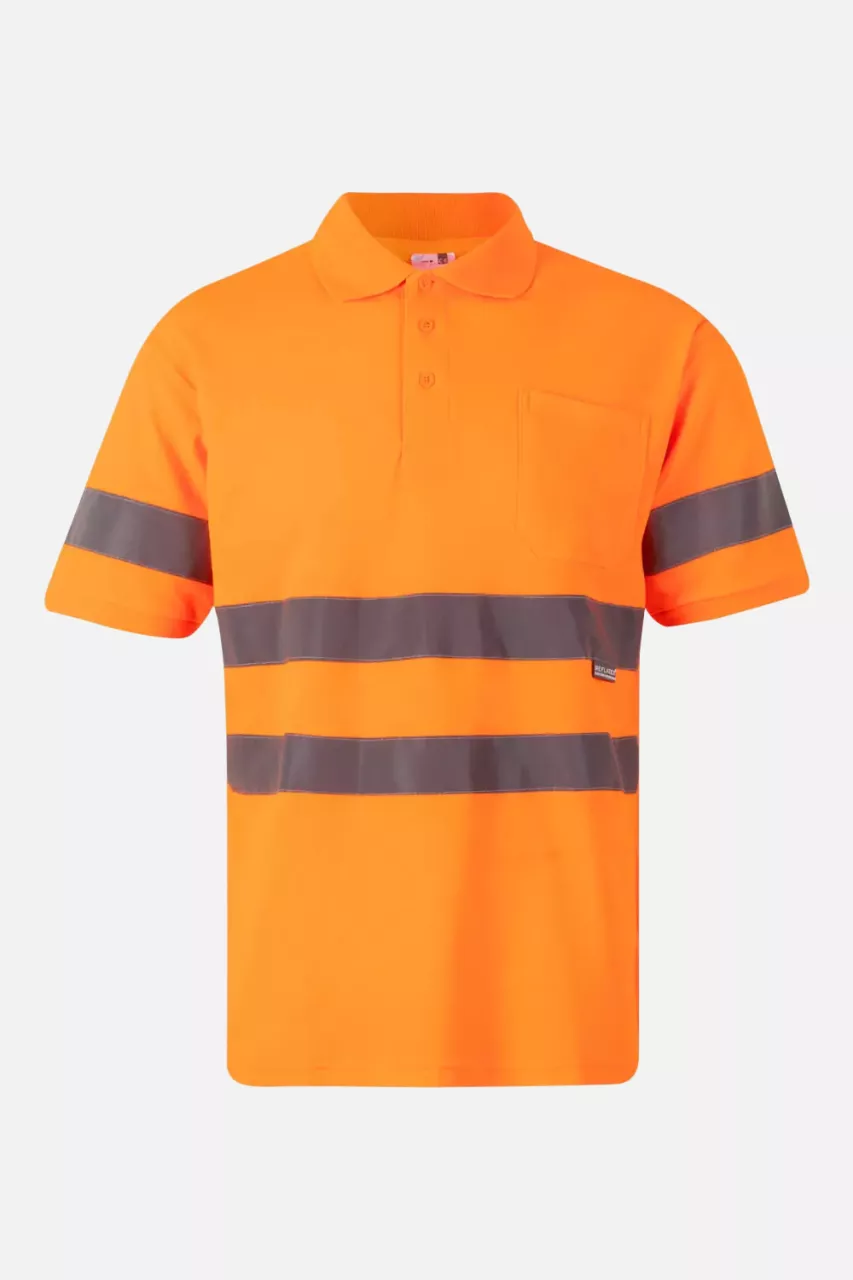 Velilla 305512-19-2, High-Vis Short Sleeve Polo Shirt, Size 4XL/5XL, Hi-Vis Orange, image 1, gallery thumbnail
