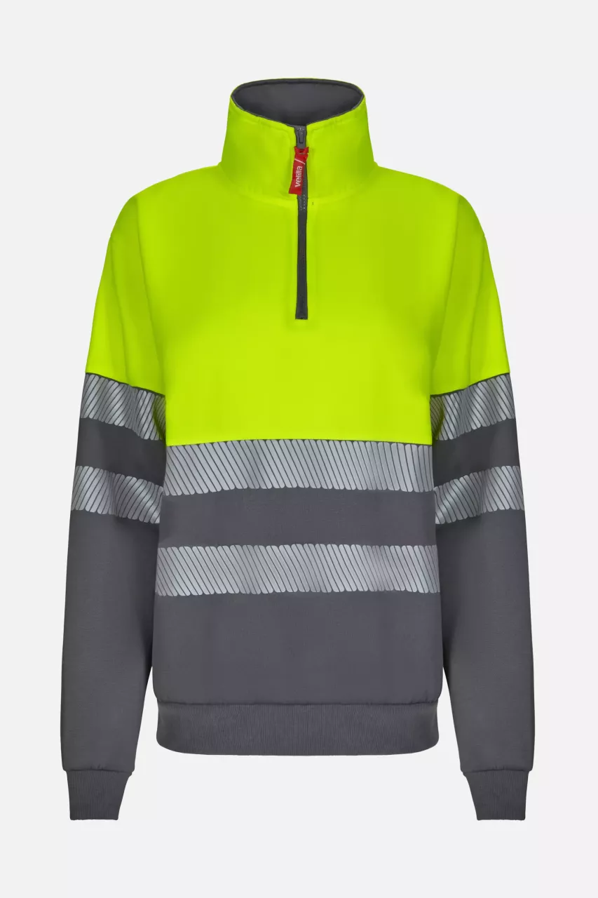 Velilla 305703-08-20, High-Vis Sweatshirt, Grey/Hi-Vis Yellow, image 1, gallery thumbnail
