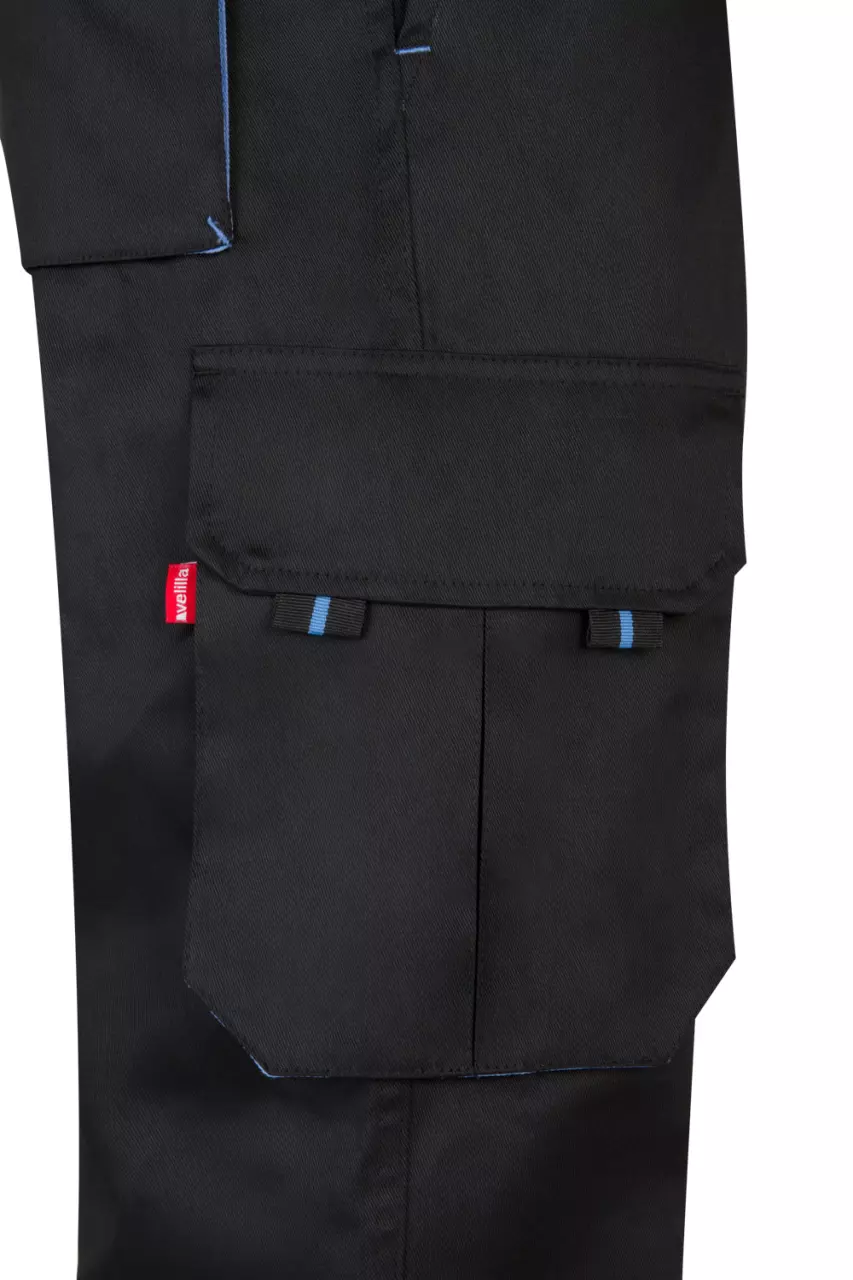 Velilla 103004-00-05, Work Trousers, Black/Sky Blue, image 6, gallery thumbnail